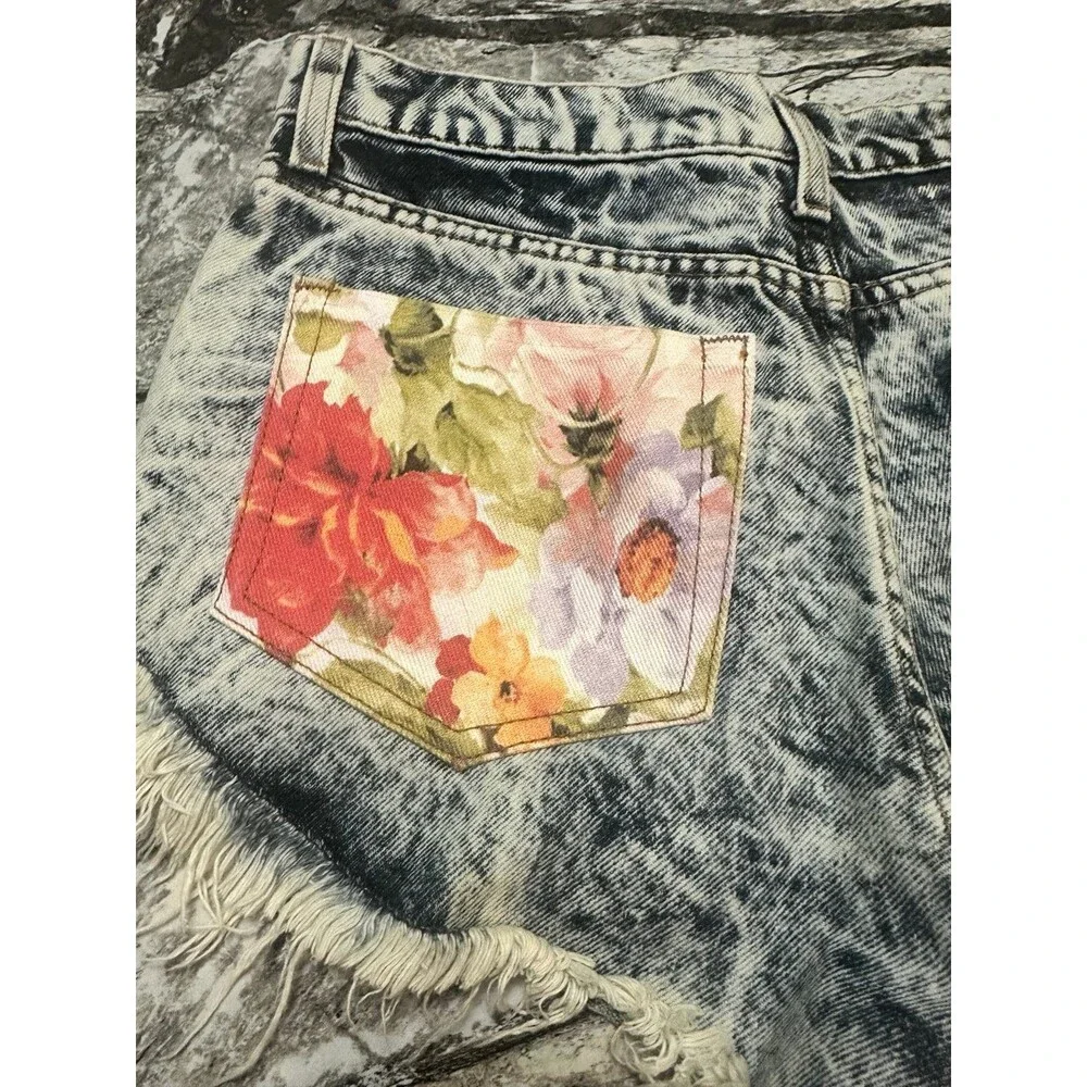 The Laundry Room Acid-Wash Distressed Jean Shorts - Black, White